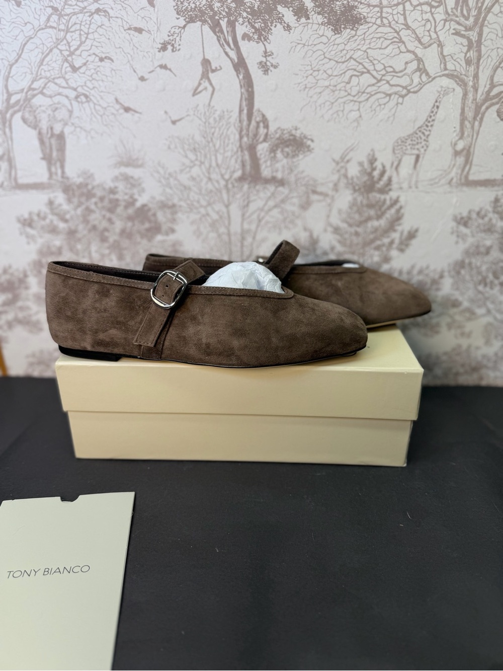 Tony Bianco Bobbi Mary Jane in Espresso Suede square toe ballet flat - Picture 3 of 9